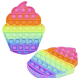 Wholesale 6.5" NEON CUPCAKE BUBBLE POP IT SILICONE STRESS RELIEVER TOY